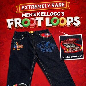 EXTREMELY RARE Men’s Kellogg’s Froot Loops Toucan Sam “Under the Hood” Jeans